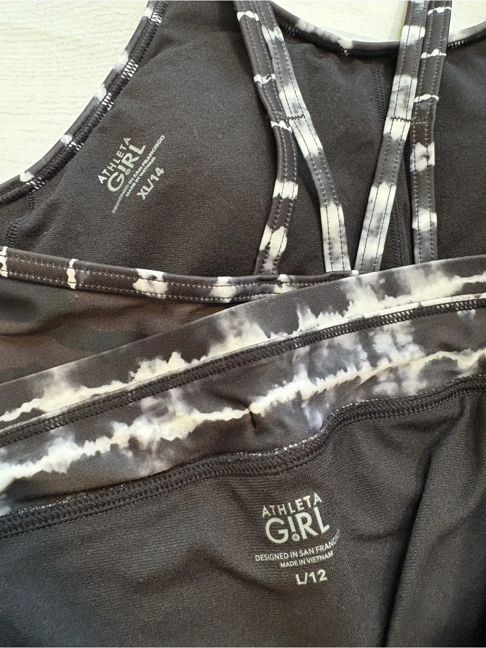 Athleta Black & White Tie-Dye Swim Bikini Set for Kids